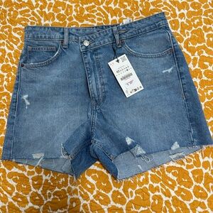 ZARA cross waist denim shorts